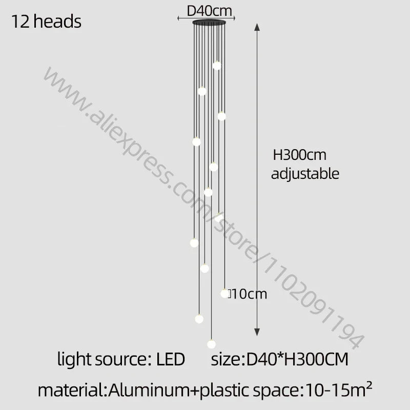 Elegant LED Staircase Chandelier - Illuminate Your Duplex Apartment with Modern Luxury