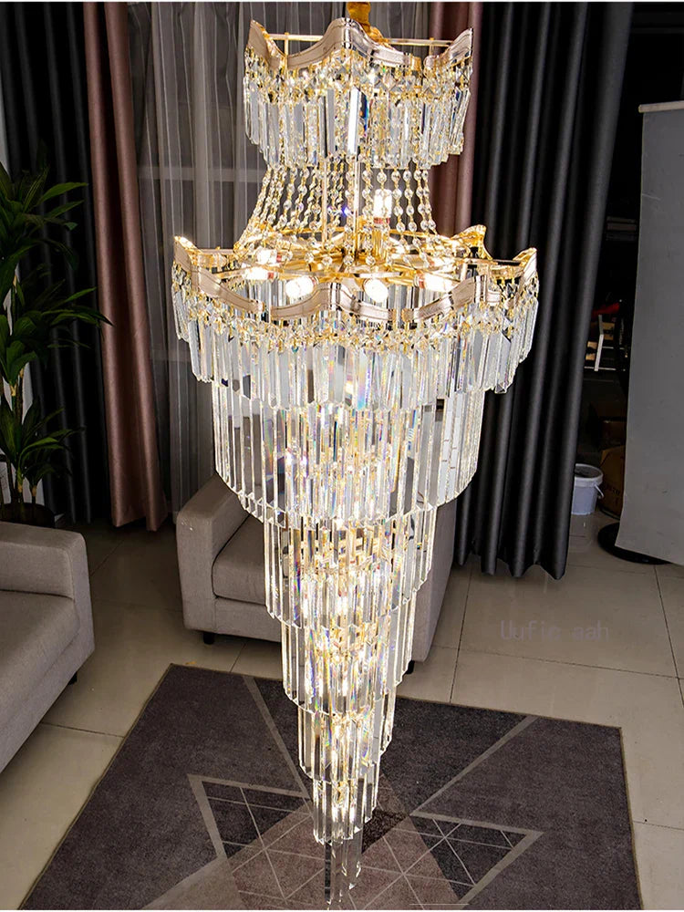 New Design Villa Living Room Crystal Chandelier - Grandeur for High Ceilings, Hotel Lobbies, and Staircase Illumination
