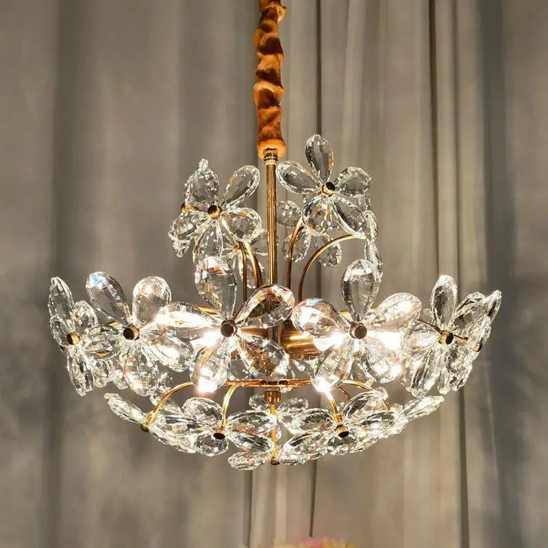 Elegant Crystal Flower Chandelier - New Style Dream with French Pastoral and American Retro Flair for Bedroom and Dining Room