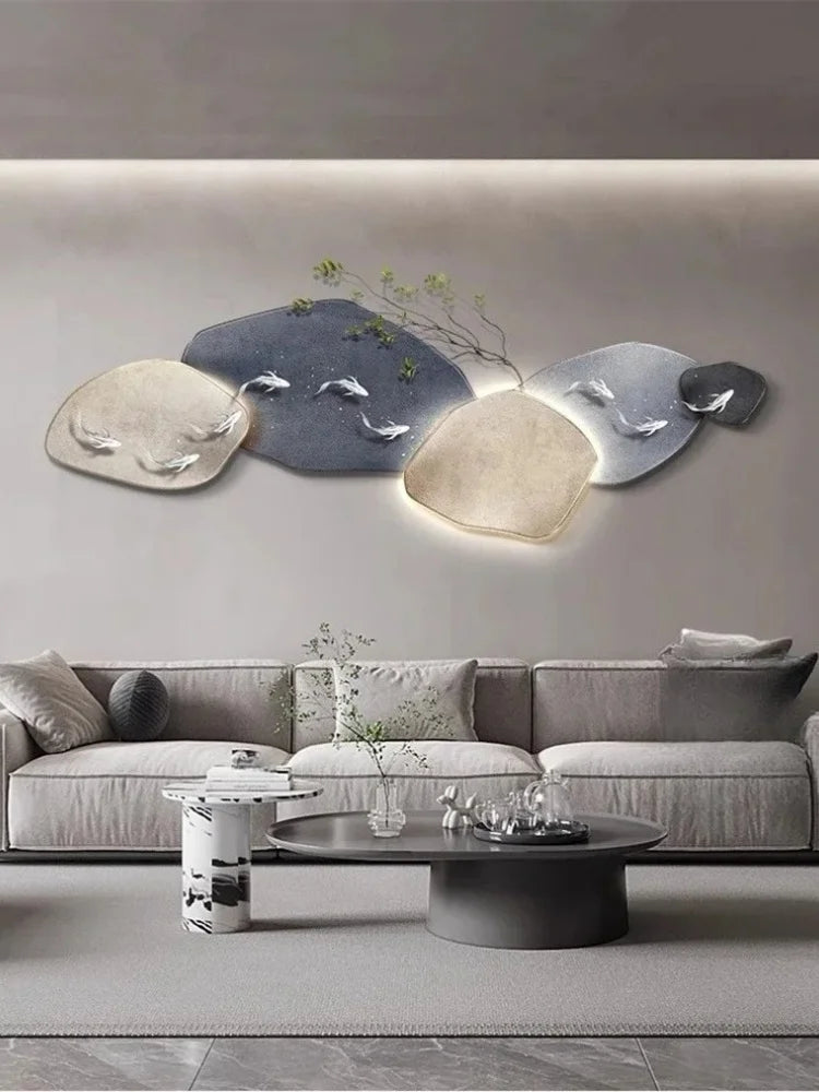 Dlight Decor 3D Nine Fish Wall Lamp Mural Art