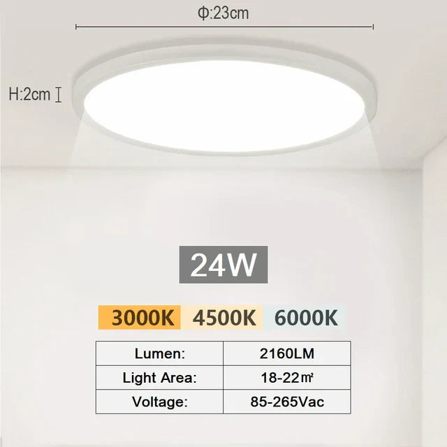 Smart LED Ceiling Lamp - 20-inch Ultra-Thin Lighting Fixture for Living Room, Bedroom, and Balcony