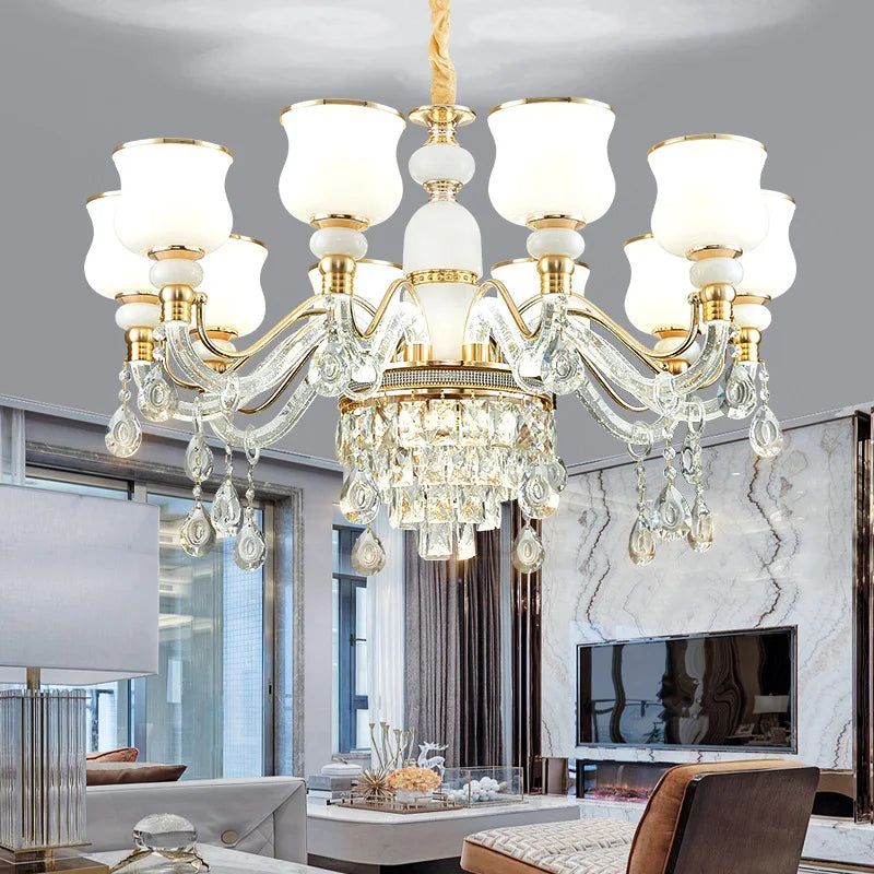 Elegant European Style Crystal Chandelier - Luxury Main Light for Living Rooms, Dining Rooms, and Villa Halls