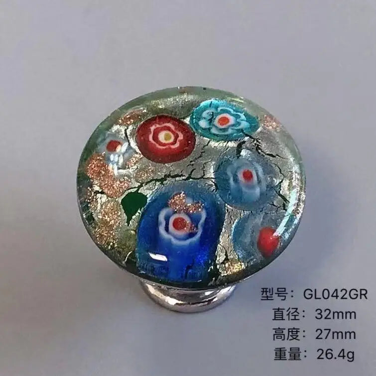 Colorful Floral Glass Cabinet Knobs – Drawer Knobs for Dresser, Shoe Cabinet, and Kitchen Furniture