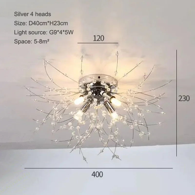 Nordic Dandelion LED Chandelier Ceiling Lamp - Sparkling Ball and Snowflake Ceiling Lights - Perfect for Living Room, Bedroom, and Dining - Indoor Lighting
