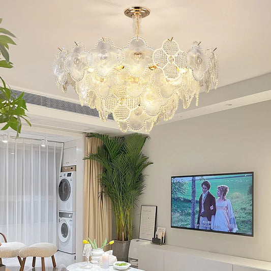 Modern LED Light Luxury Chandelier - Ideal for Villa Living Rooms, Bedrooms, and Dining Spaces - French Plum Crystal Glass Design