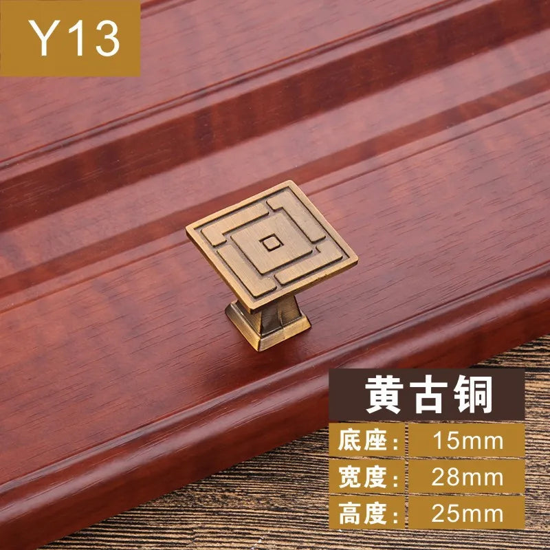 Antique Yellow Bronze Cabinet Handles - Brushed Vintage Drawer Pulls for Kitchen and Wardrobe Doors