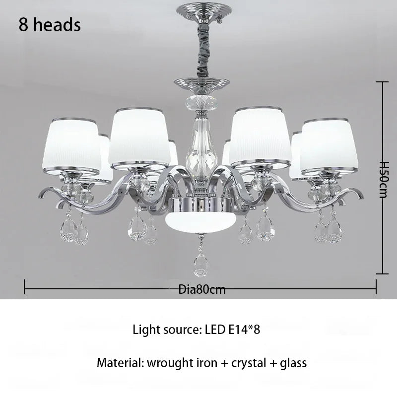 Elegant European Chrome Crystal Chandelier - A Postmodern Simple Fixture for Living Rooms, Dining Spaces, and Bedrooms