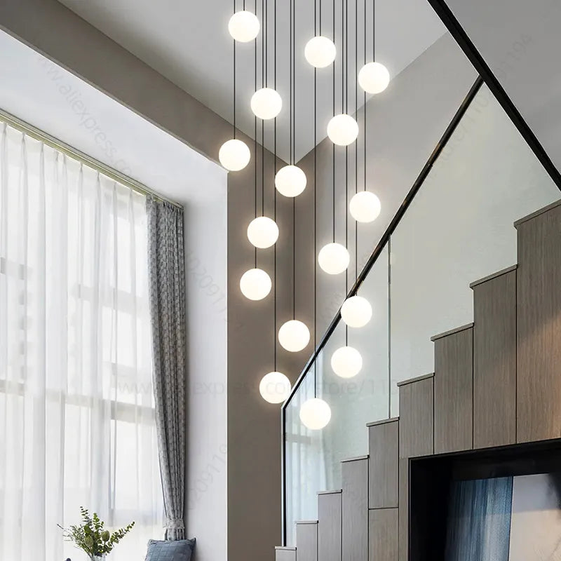 Elegant LED Staircase Chandelier - Illuminate Your Duplex Apartment with Modern Luxury
