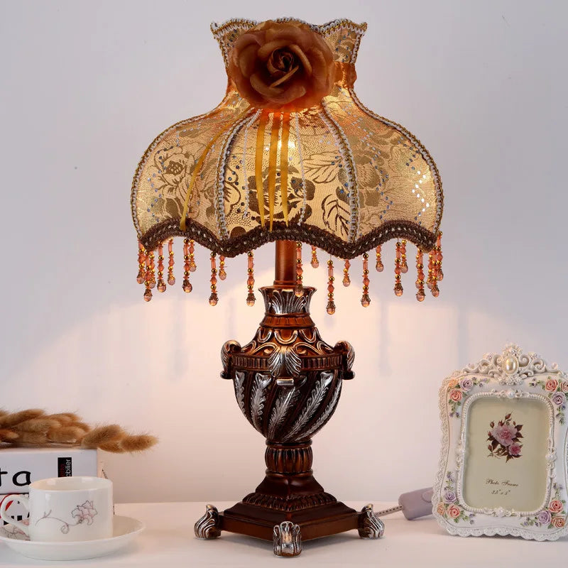 Luxury European Table Lamp - Mediterranean Style Night Desk Light for Bedroom and Living Room