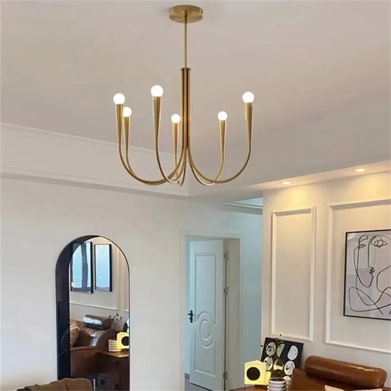 Swoop Arm Chandelier - Retro Elegance for Luxurious Living and Dining Spaces