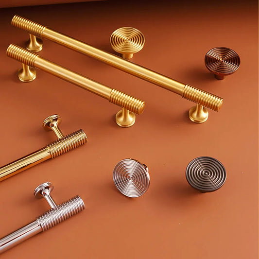 Gold, Chrome, Polished Gold Spiral Deco Furniture Handles – Modern Kitchen Cabinet and Wardrobe Pulls