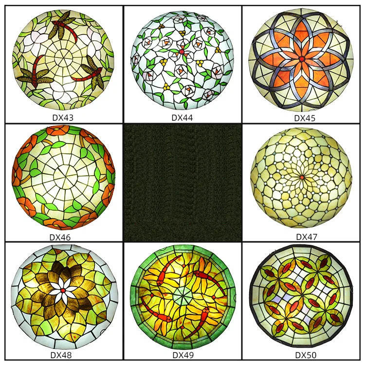 Tiffany Stained Glass Round Ultra-Thin Ceiling Lamp - Elegance for Balconies, Corridors, Bedrooms, and Children's Rooms
