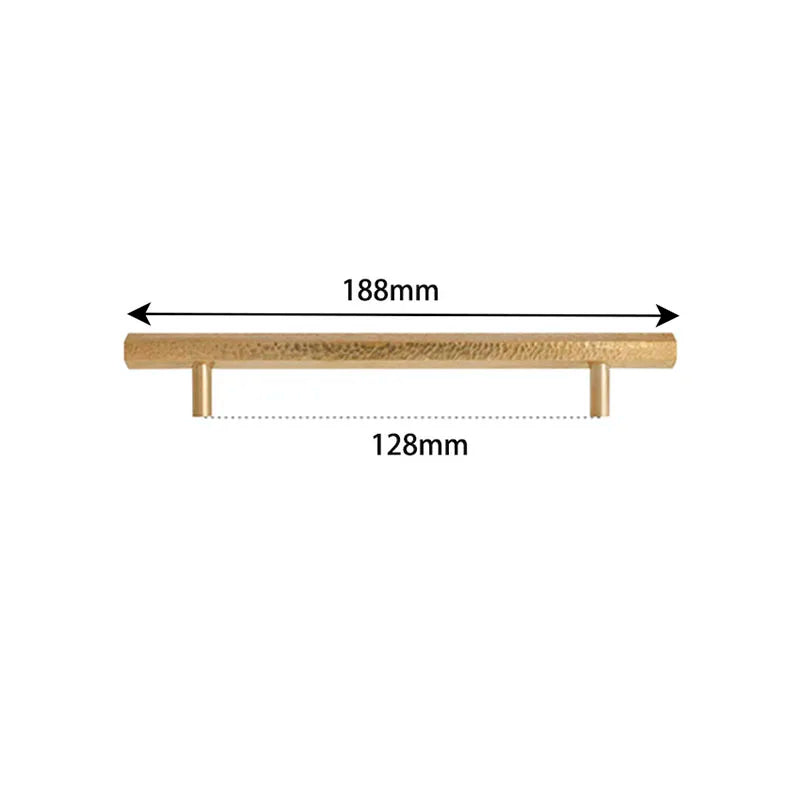 LUX Brass Hammered Hexagonal T-Bar Handles – Long Cabinet and Wardrobe Pulls (600mm/1000mm)