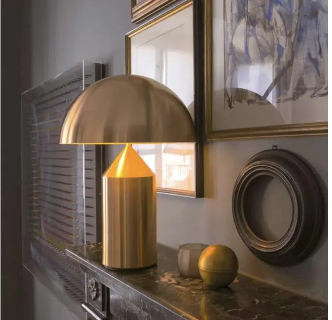 Electroplated Nordic Mushroom Table Lamp - Modern LED Desktop Decor for Living, Dining, and Bedrooms