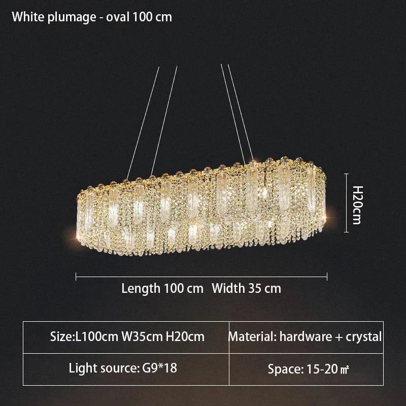 Elegant Feather Crystal Chandelier - A Light Luxury Masterpiece for Bedrooms, Living Rooms, Restaurants, and Villas