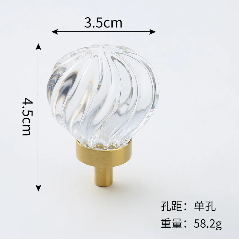 Brass Crystal Cupboard Cabinet Handle Kitchen Drawer Knobs Light Luxury Furniture Hardware Transparent Handle Home Decoration