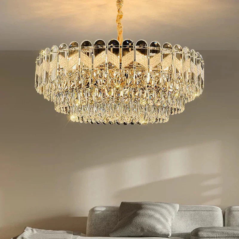 Modern Light Luxury Crystal Chandelier - Gold Finish for Dining and Living Rooms with Free Shipping