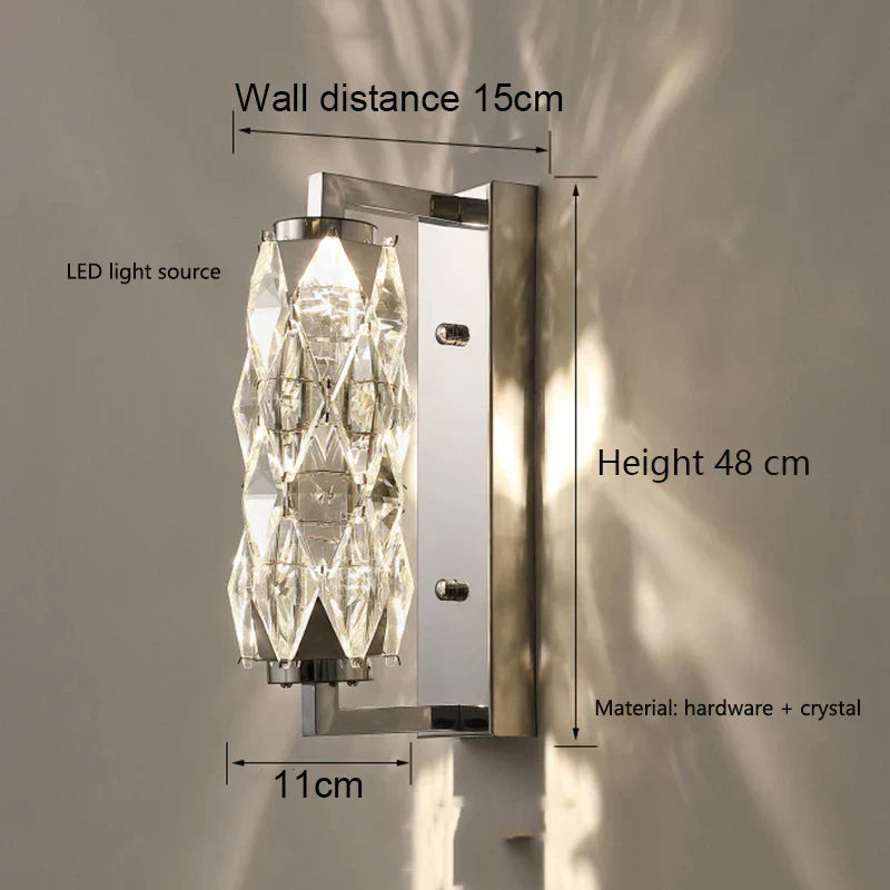 Naomi - Living Room Crystal Wall Lamp Hallway Staircase Light Luxury Lamp TV Sofa Entrance Background Wall Creative Chrome Wall Lamp