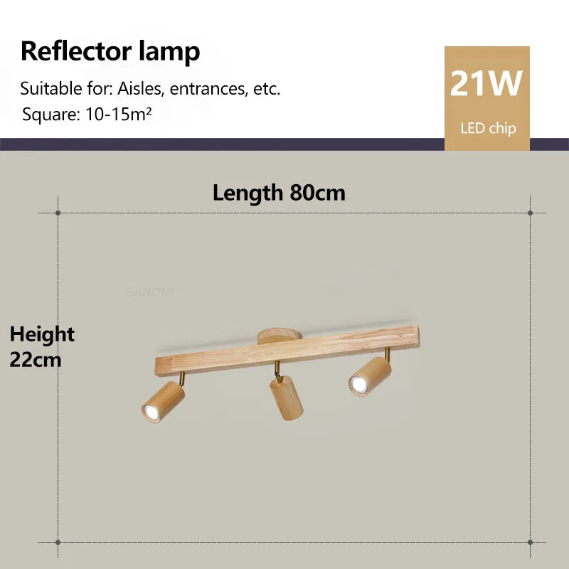 Rotatable Wooden Ceiling Lights - Adjustable Spotlight for Living Room, Bedroom, Dining Room, and Cloakroom