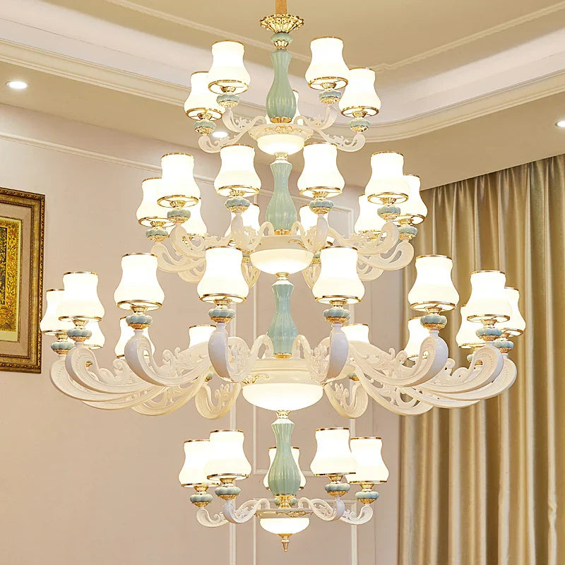 Elegant European-Style Duplex Building Chandelier - Ideal for Villa Living Rooms, Grand Halls, and Stairwells