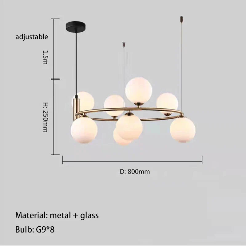 Nordic Designer LED Ceiling Chandelier - Glass Lampshade with G9 Bulb Socket for Living Room, Center Table, Bedroom Pendant Lights, and Home Decor Fixture