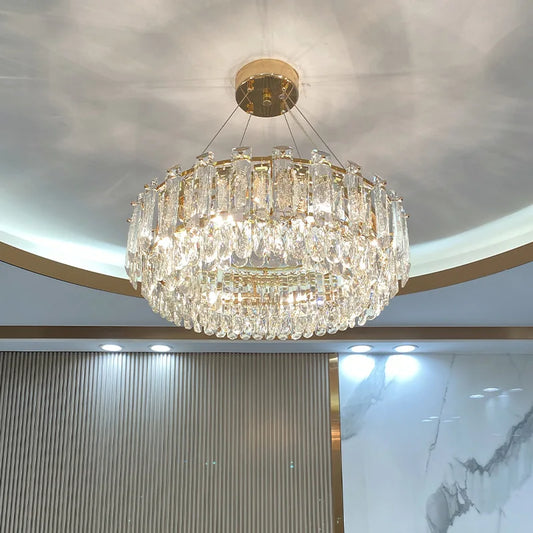 Elegant LED Transparent Crystal Chandelier - A Modern Light Luxury Fixture for Living Room Decor
