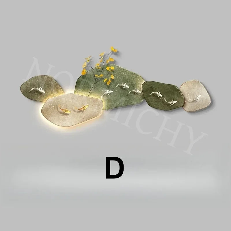 Dlight Decor 3D Nine Fish Wall Lamp Mural Art