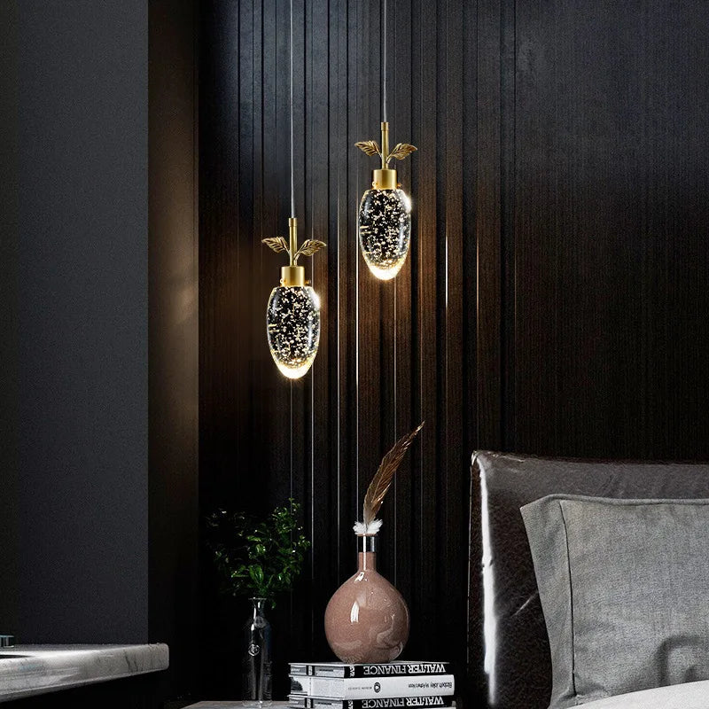 Modern luxury all-copper crystal lamp restaurant LED chandelier Nordic home interior lighting bedroom kitchen Pendant Lights