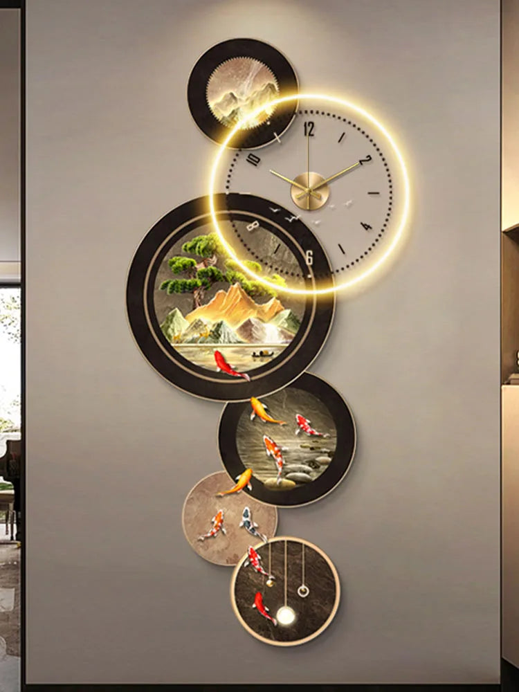 Dlight Decor Nine Fish Clock Wall Light Mural