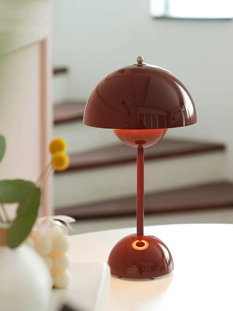 Nordic Retro Mushroom Table Lamp - Touch Control LED Desk Lamp with USB Plug