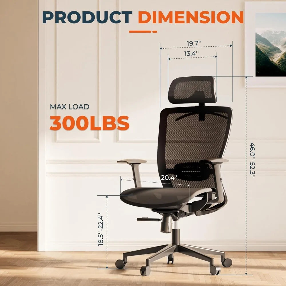Ergochair Pro Ergonomic Office Chair, Swivel Computer Chair, Home Office Desk Chairs， with Lumbar Support/2D Headrest/300Lbs Hea