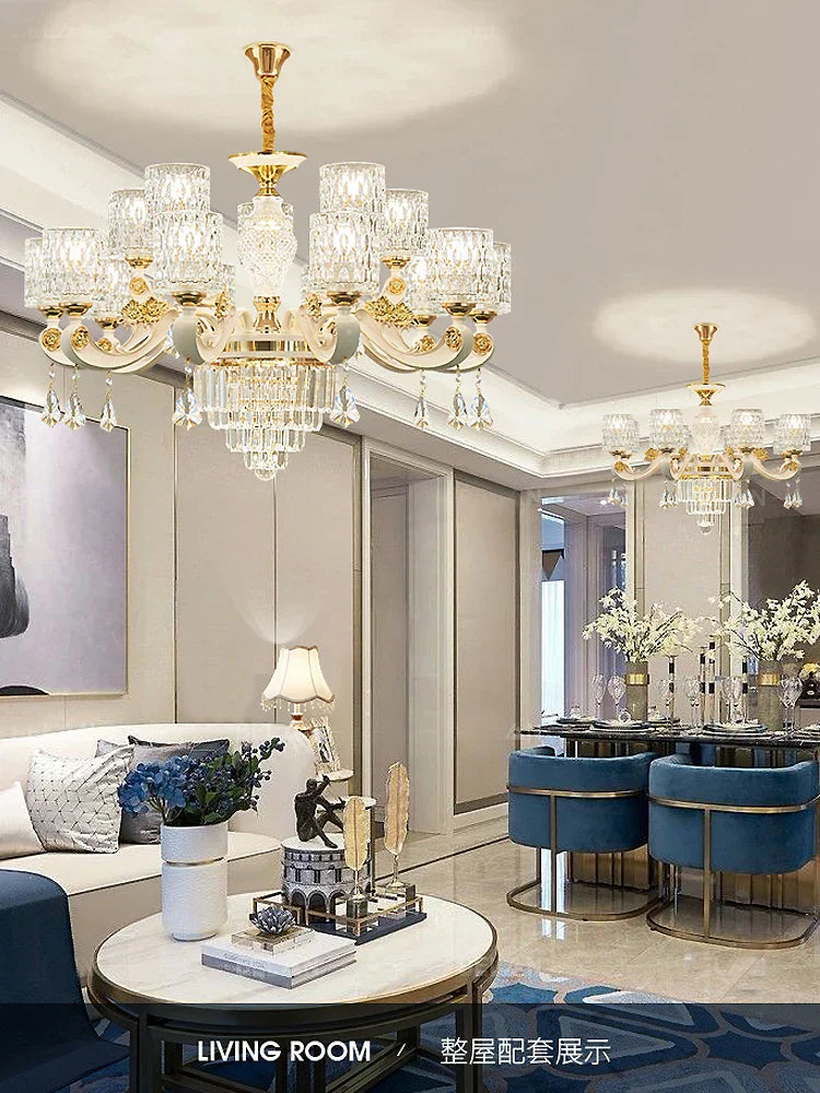 Elegant European Style Crystal Chandelier - A Light Luxury Atmosphere Fixture for Living Rooms, Bedrooms, Dining Areas, and Villas