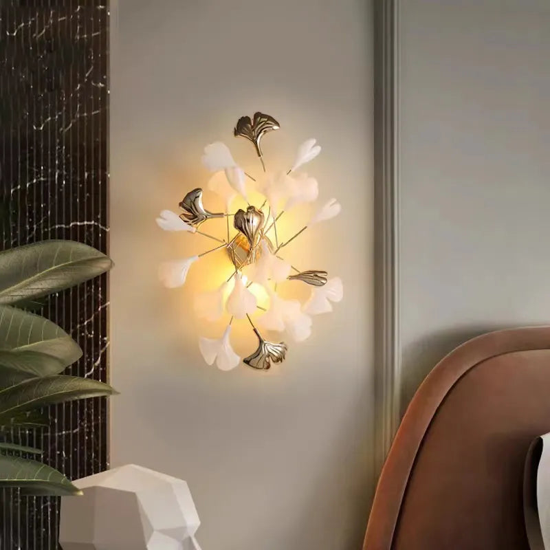 Nordic Wall Lamp - Ginkgo Leaf Design for Guest Rooms, Bedrooms, Kitchens, Restaurants, and Home Decoration