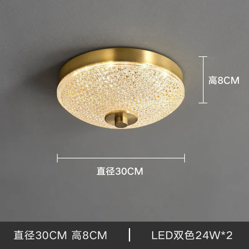 Sleek Modern Minimalist LED Copper Glass Ceiling Lights - Ideal for Bedrooms, Dining Halls, Aisles, Corridors, Balconies, and Home Illumination