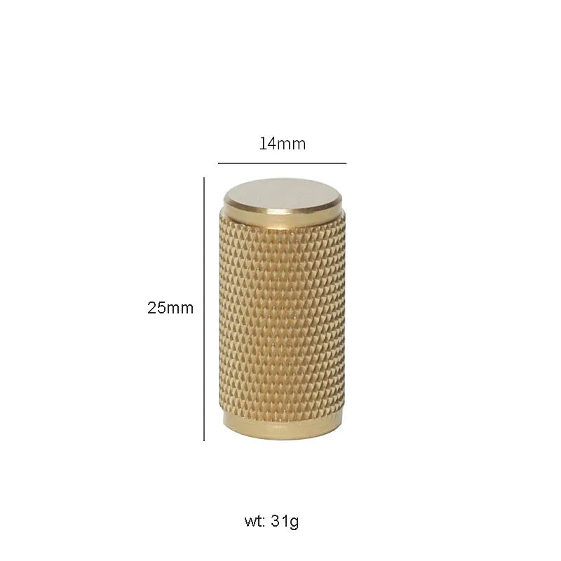 Gold Knurled Brass Kitchen Cabinet Handles – T-Bar Drawer Pulls and Copper Knobs (14mm Diameter)