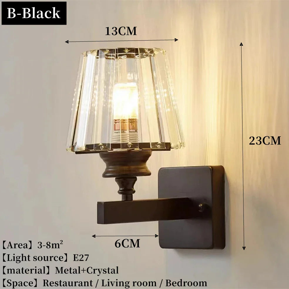 Modern Luxury Gold Wall Lamp - Nordic Creative Crystal Sconce for Living Room, Hallway, Bedside, and Indoor Decoration with Metal LED Wall Light