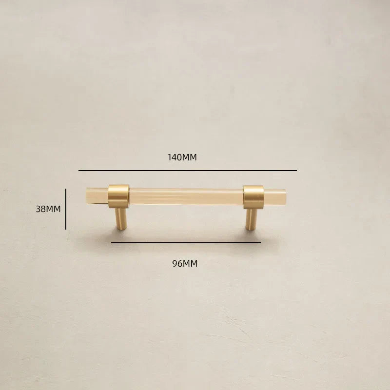Champagne Acrylic and Brass Cupboard Handles – T-Bar Drawer Pulls for Bedroom and Bathroom