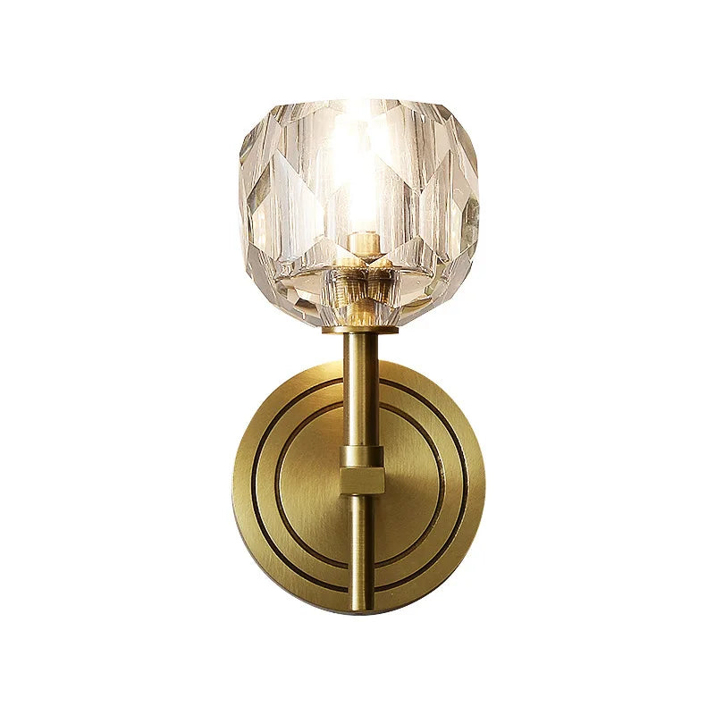 Olivia - All Copper Wall Lamp Crystal Bedside Lamp Living Room Postmodern Minimalist Bathroom Bedroom Lamp Aisle Lighting