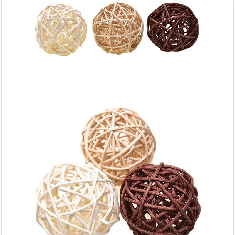 24Pcs Natural Decorative Wicker Rattan Balls Vase Filler House Ornament Garden Wedding Party Coffee Table Decoration Craft