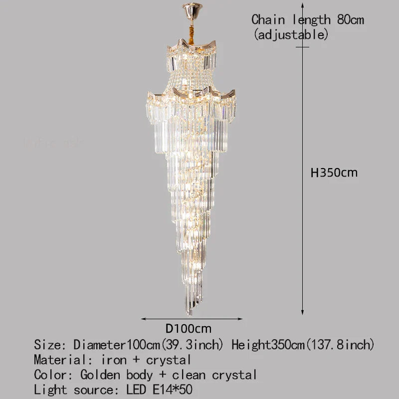 New Design Villa Living Room Crystal Chandelier - Grandeur for High Ceilings, Hotel Lobbies, and Staircase Illumination