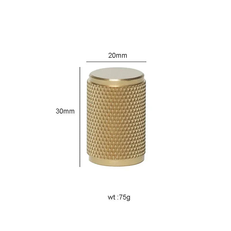 Gold Knurled Brass Kitchen Cabinet Handles – T-Bar Drawer Pulls and Copper Knobs (14mm Diameter)