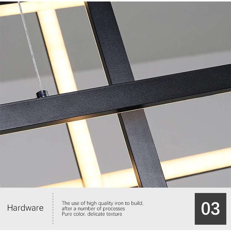 Sleek LED Rectangular Chandelier Light - Perfect for Kitchen, Dining, Living Room, and Bedroom Decor