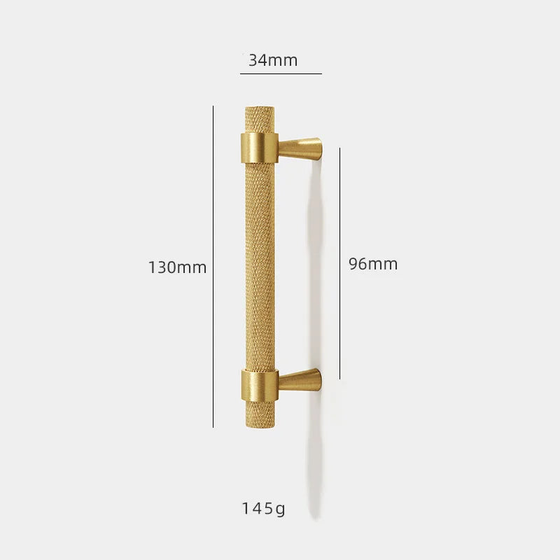 Solid Brass Knurled Furniture Handles – Textured Cabinet Knobs and Wardrobe Pull Bars
