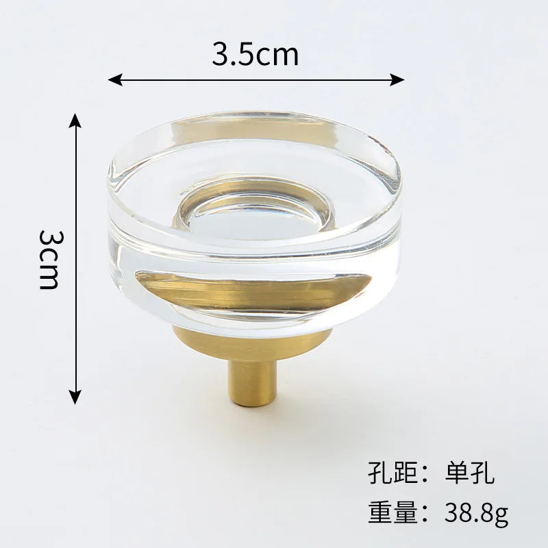 Brass Crystal Cupboard Cabinet Handle Kitchen Drawer Knobs Light Luxury Furniture Hardware Transparent Handle Home Decoration