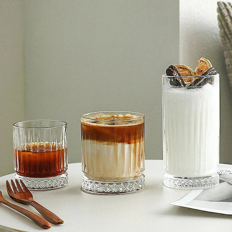 Dlight Decor Diamond Stripe Glass Coffee Cups (100–450ml)