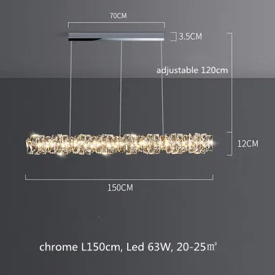 Sophisticated Crystal LED Pendant Lights - Dimmable, Ideal for Living and Dining Rooms - Luxurious Ring Design