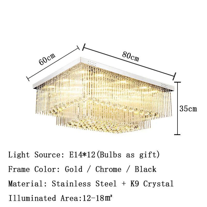 Luxury Chrome LED Ceiling Lights - Modern Elegance for Living Rooms with Crystal Accents