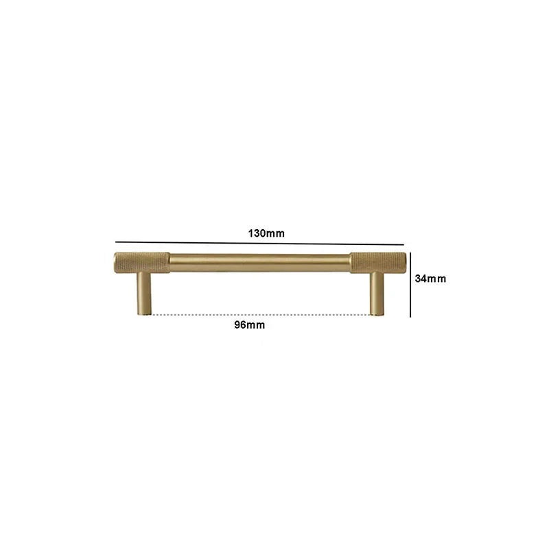 Solid Brass Knurled Cabinet Handles – Satin Gold Long Wardrobe Bar Pulls and Drawer T-Bars