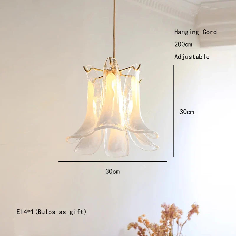 Elara White Petal Glass LED Chandelier for Staircase & Villa Décor