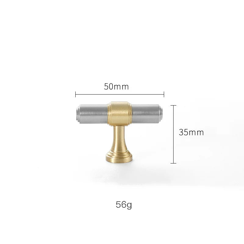 Nickel-Plated Brass Cabinet Handles – Gold and Matte Silver T-Bar Pulls for Wardrobes and Drawers